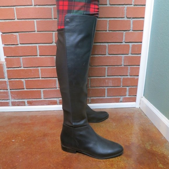 Michael Kors Bromley Black Leather/Stretchy Boot Sz 8M - Runs Narrow Across Foot - Picture 5 of 16